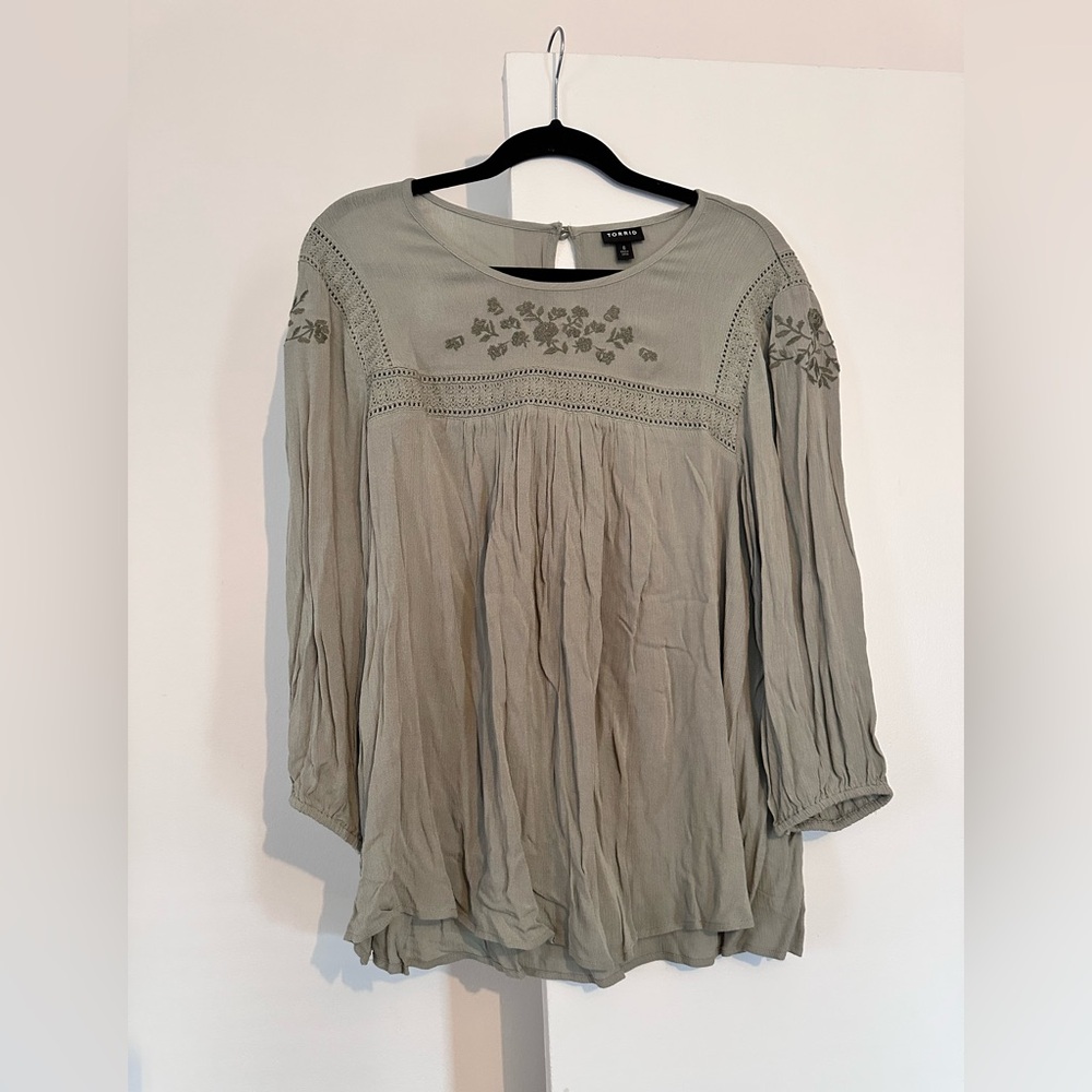 Torrid Embroidered peasant blouse